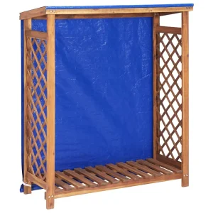 Abri à bûches avec bâche 105 x 38 x 115 cm bois d'acacia – vue principale