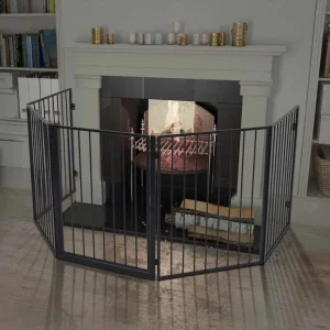 Barrière de sécurité cheminée 5 panneaux 123 x 76 cm noir acier – vue principale