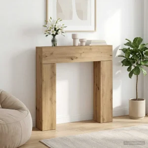 Cadre de cheminée décoratif 102 x 18 x 100,5 cm bois d'ingénierie – mise en situation