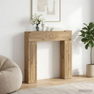 Cadre de cheminée à médaillon 102 x 18 x 100,5 cm bois d'ingénierie – mise en situation