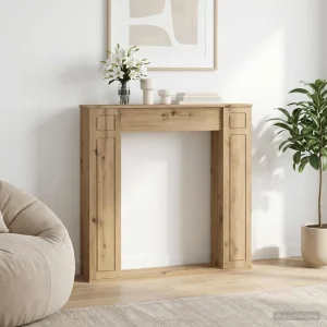 Cadre de cheminée à moulures 100 x 20 x 100 cm bois d'ingénierie – mise en situation