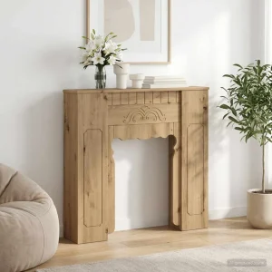 Cadre de cheminée sculpté 93 x 20 x 89 cm bois d'ingénierie – mise en situation