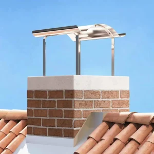 Chapeau de cheminée inox toit plat argenté – mise en situation