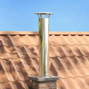 Extension de conduit de cheminée inox 132 cm argenté – mise en situation