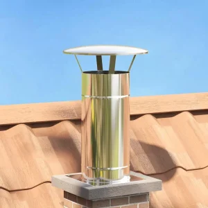Extension de conduit de cheminée inox 65 cm argenté – mise en situation