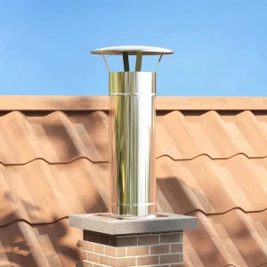 Extension de conduit de cheminée inox 82 cm argenté – mise en situation