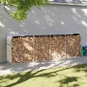 Range-bûches extérieur long acier galvanisé – vue principale