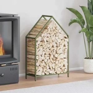 Range-bûches en forme de maison acier thermolaqué – vue principale