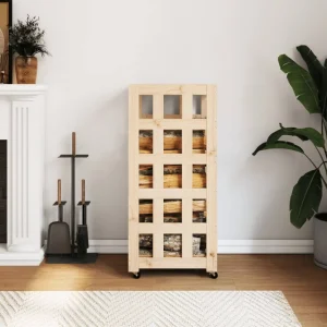 Range-bûches à roulettes 40 x 49 x 110 cm pin naturel – vue principale