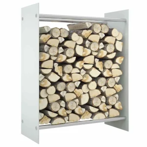 Range-bûches en verre trempé 35 x 100 cm structure acier – vue principale