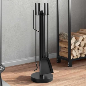 Serviteur de cheminée 5 pièces colonne 56 cm noir acier – vue principale