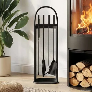 Serviteur de cheminée 5 pièces fourreau à barreaux 66 cm noir – vue principale