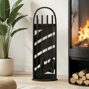 Serviteur de cheminée 5 pièces fourreau spirale 66 cm noir – vue principale