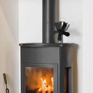 Ventilateur de poêle sans électricité noir aluminium – vue principale
